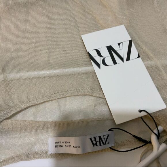 Zara Long Sleeve Sheer cream  Dress size M - Picture 7 of 7